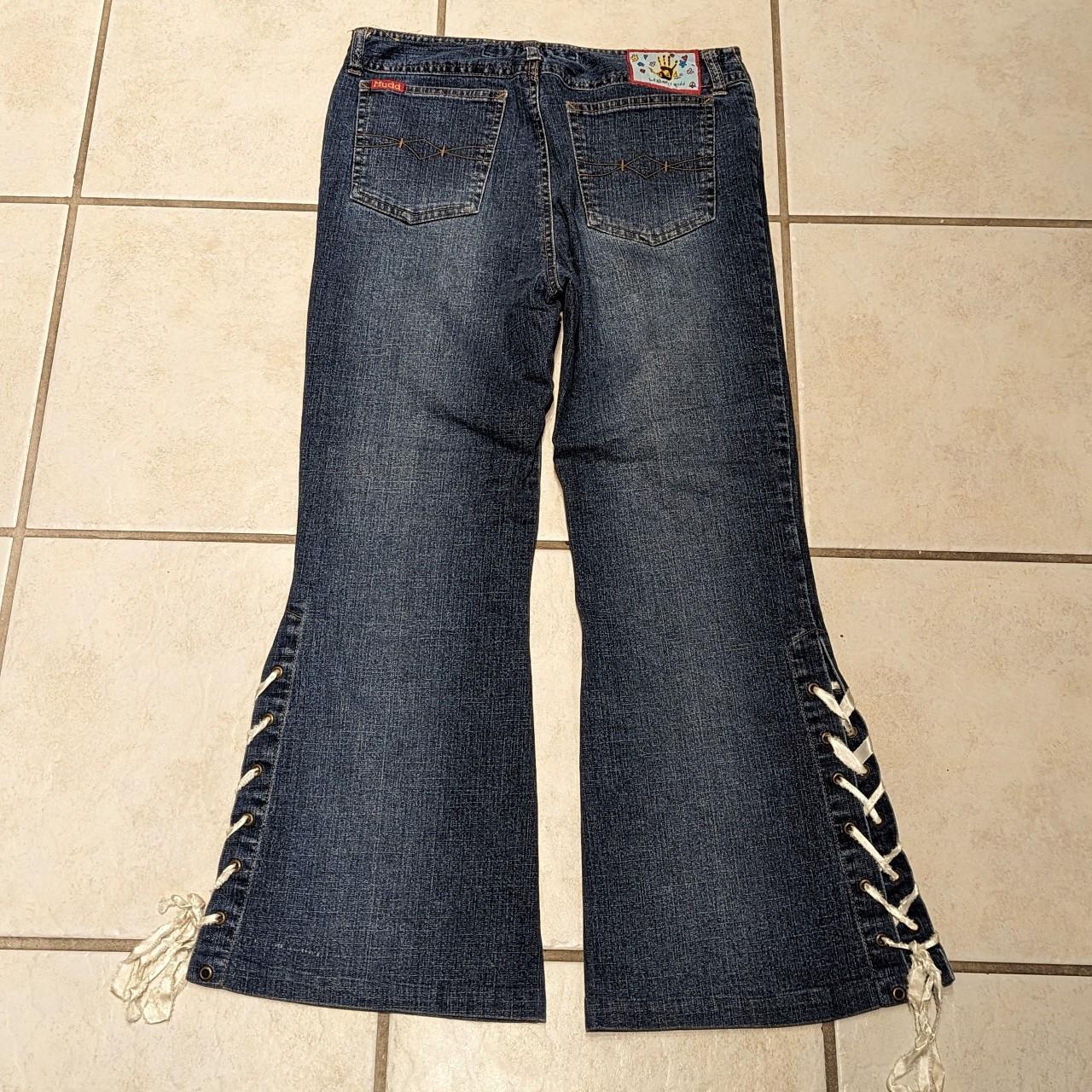 Y2K VINTAGE Mudd Lace Up Flare Jeans Size Youth Depop