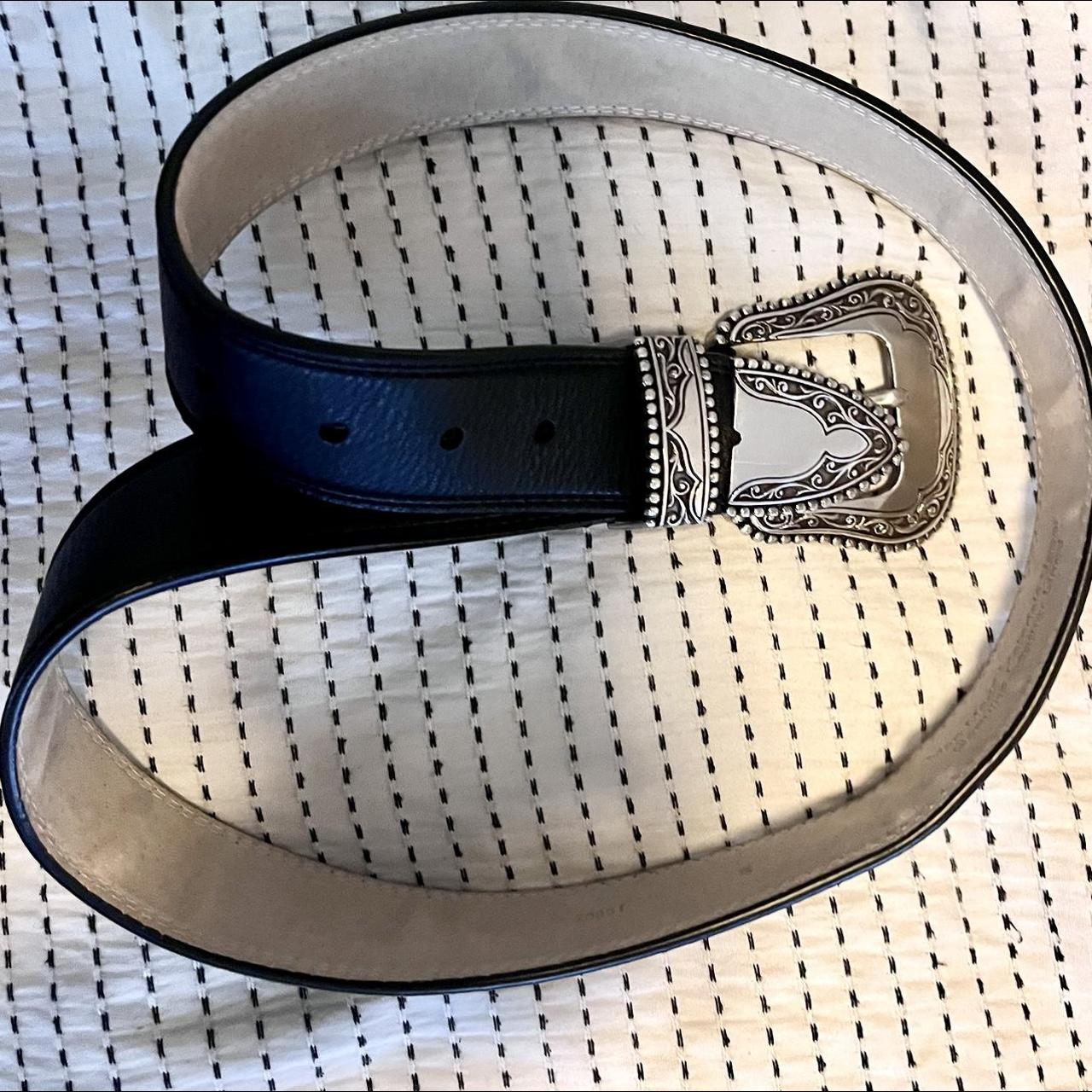 Frankie Shop Women's Black and Silver Belt | Depop