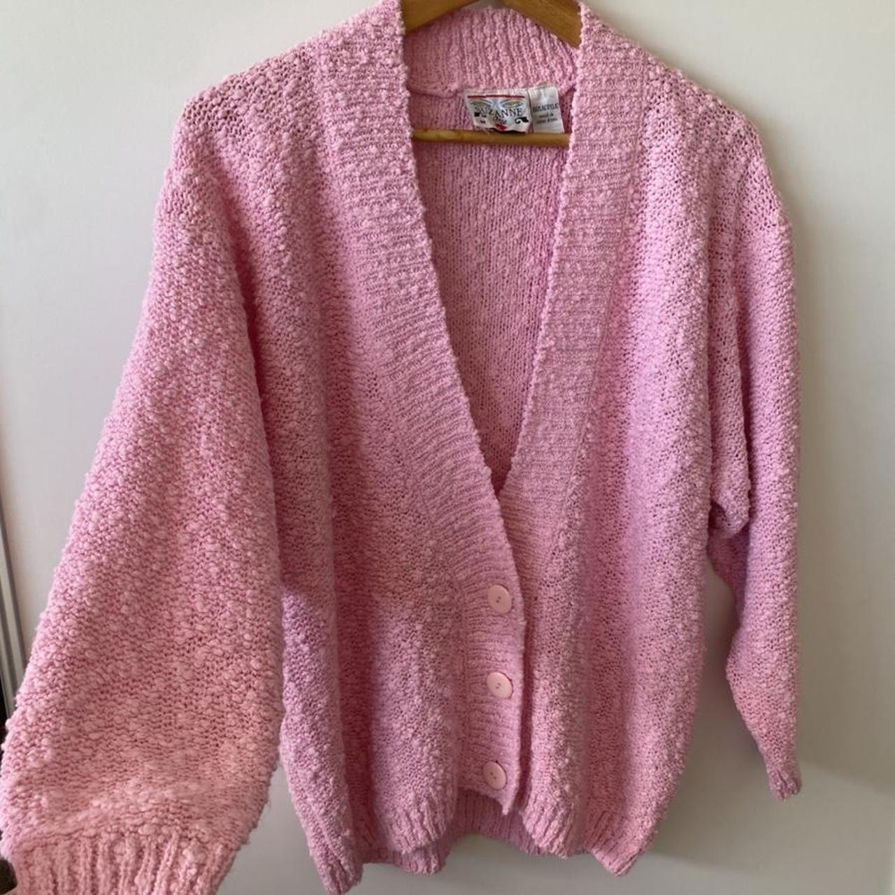 Oversized vintage pink cardigan 🎀 True Vintage 80s... - Depop