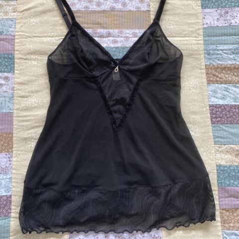 Gorgeous Y2k black sheer cami Marked size 10 runs - Depop