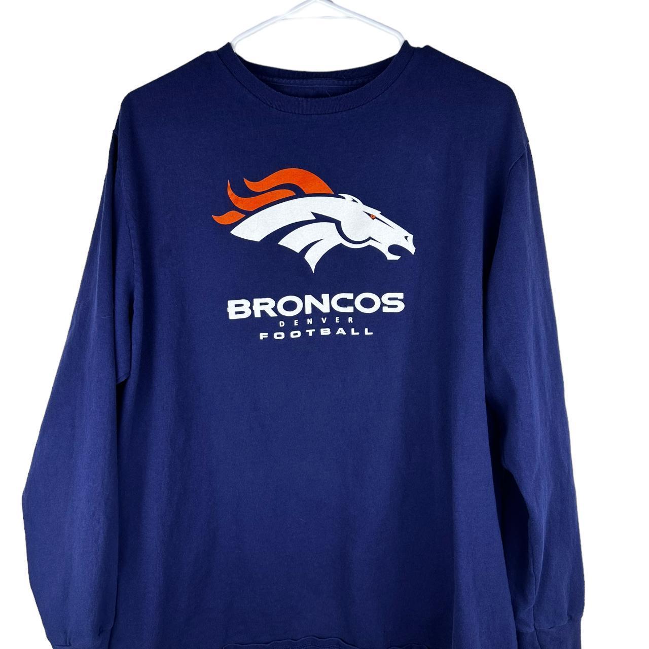 NFL Team Apparel Mens Denver Broncos T-Shirt, Blue - Size XL