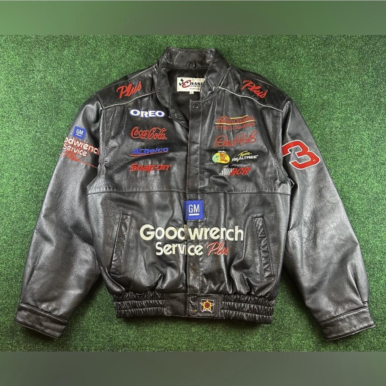 VTG 90s Dale Earnhardt Sr Leather Jacket Sz:... - Depop