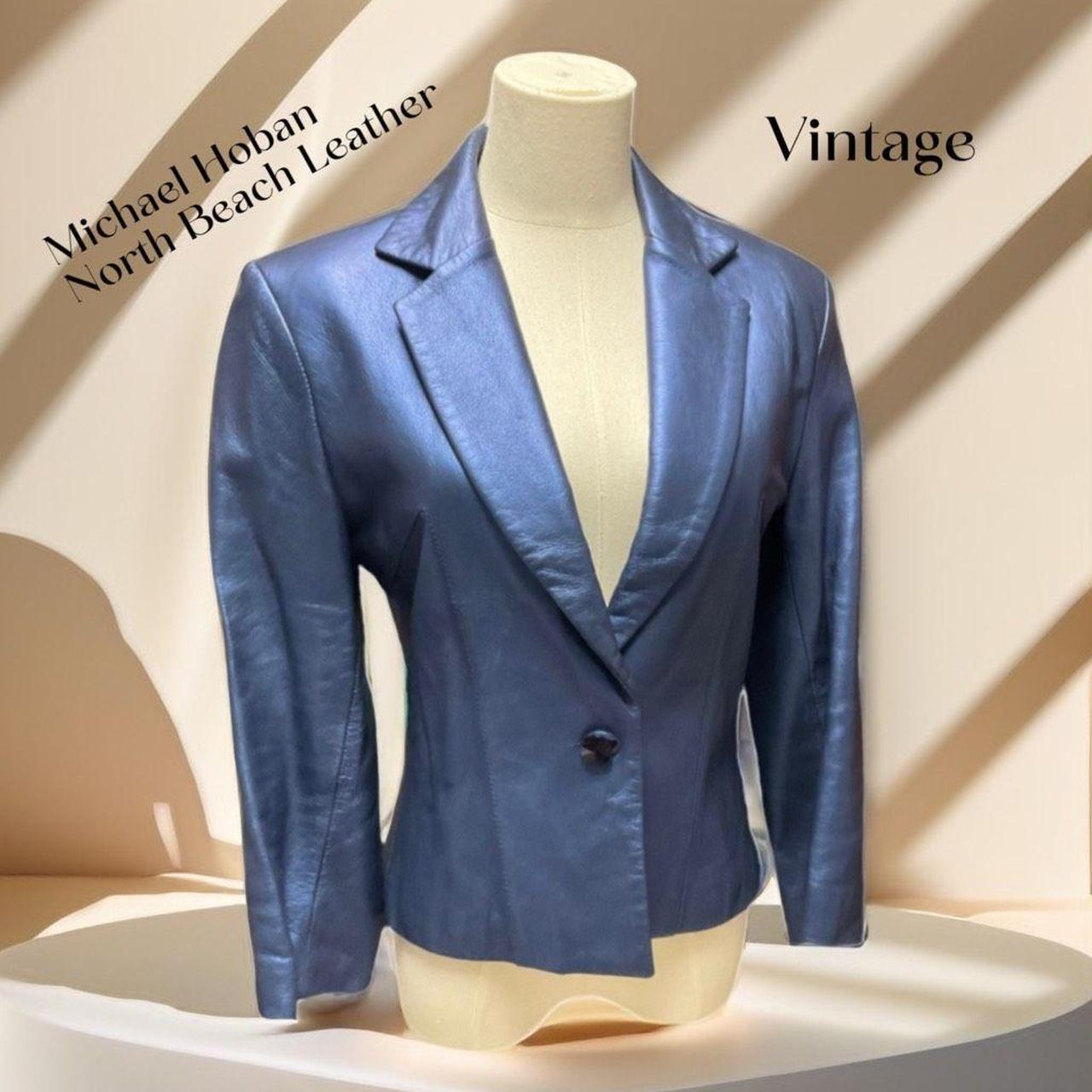 1980s cheapest Vintage Michael Hoban North Beach Leather Teal ~ 9/10 Leather Blazer Dress