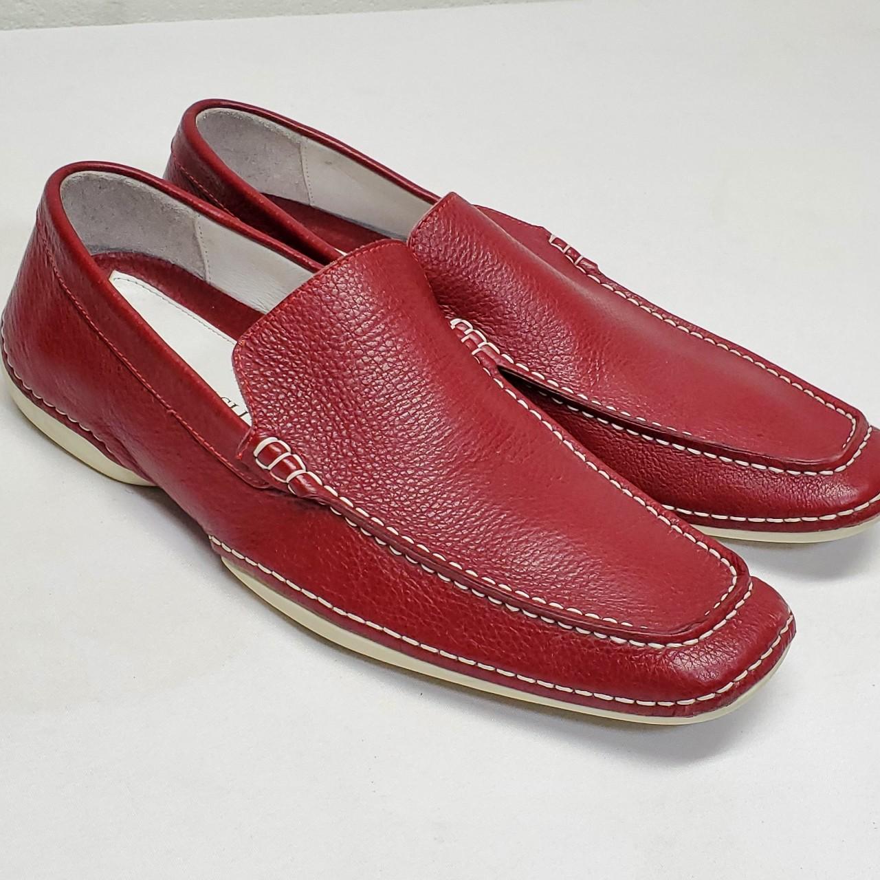 11.5 Bruno Magli Mens Red Loafers Fregata Leather Depop