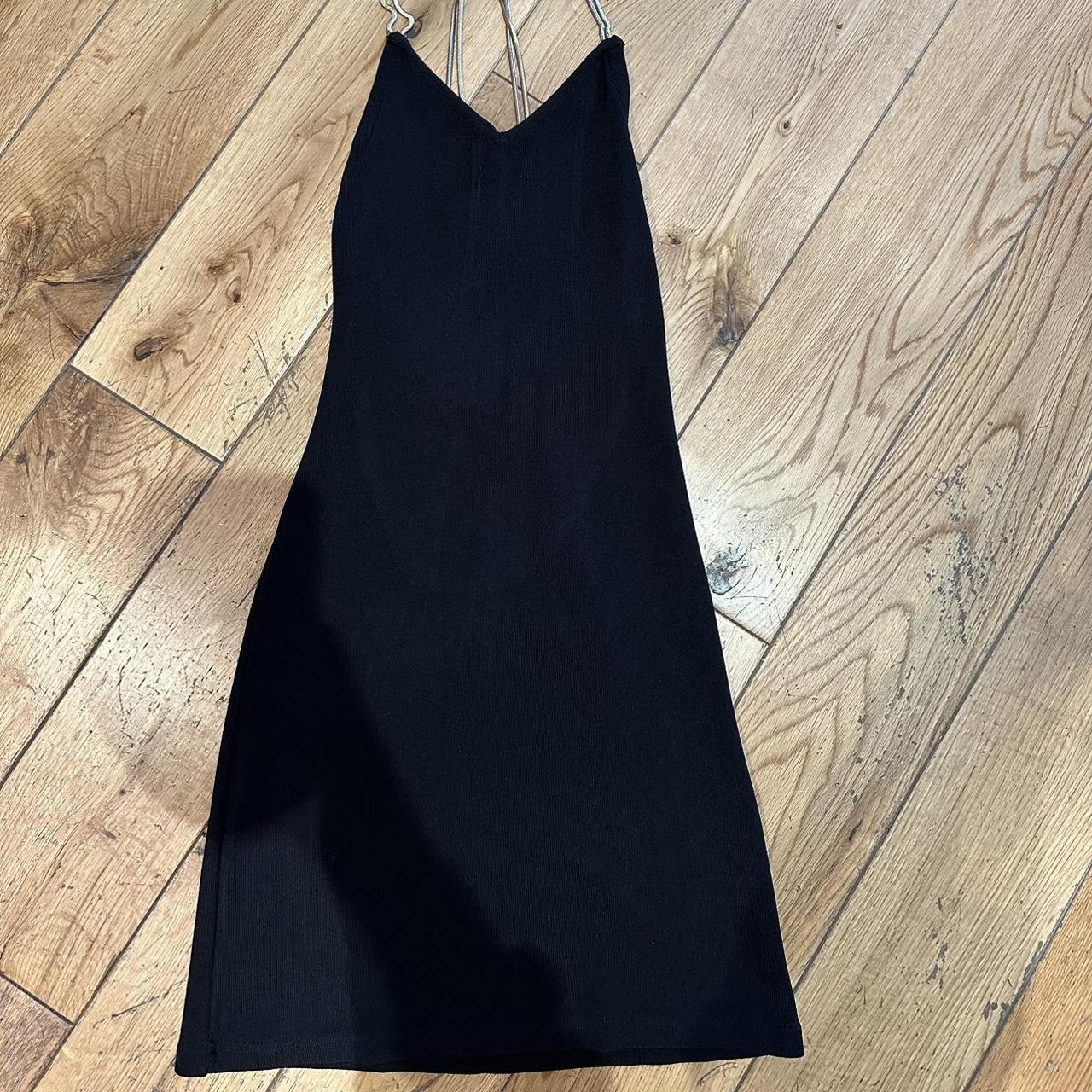 Zara Black mini dress with gold straps Size XS... - Depop