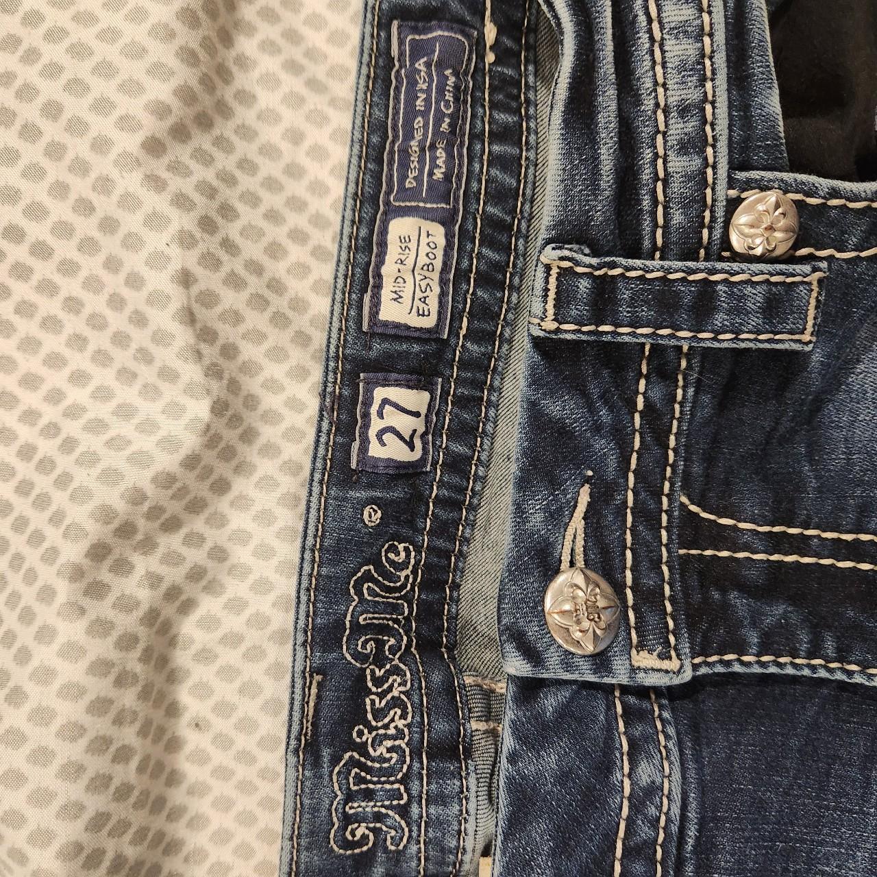 miss me y2k bootcut jeans. crazy embroidery and... - Depop