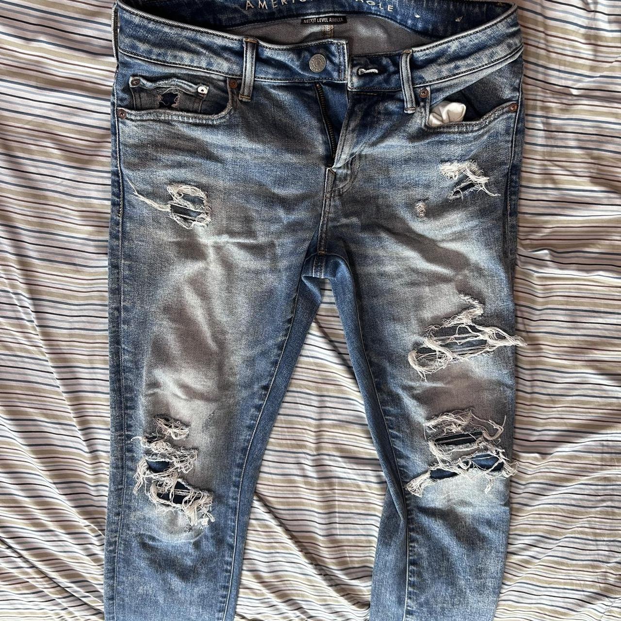 American eagle ripped skinny fit jeans... Depop
