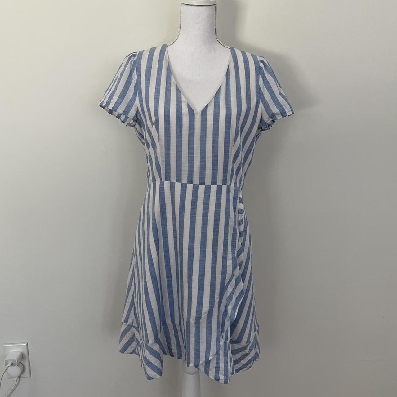 J crew blue outlet and white striped dress