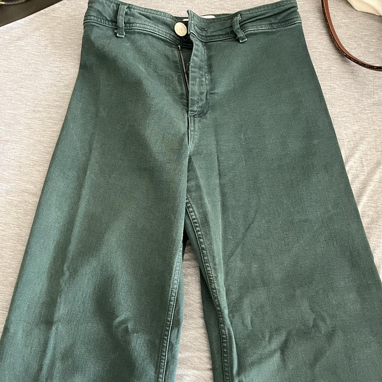 Zara Women's Blue and Green Trousers | Depop