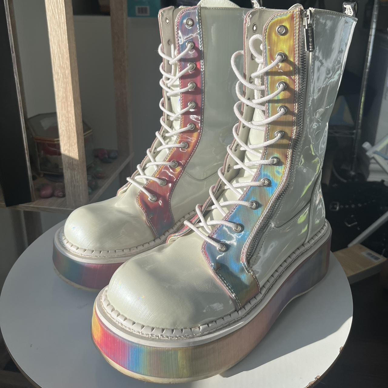 Holographic store rave boots