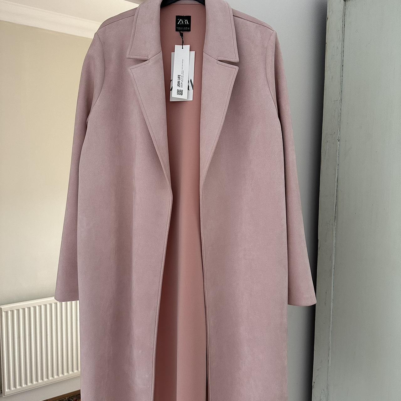 Zara Women's Pink Coat Depop