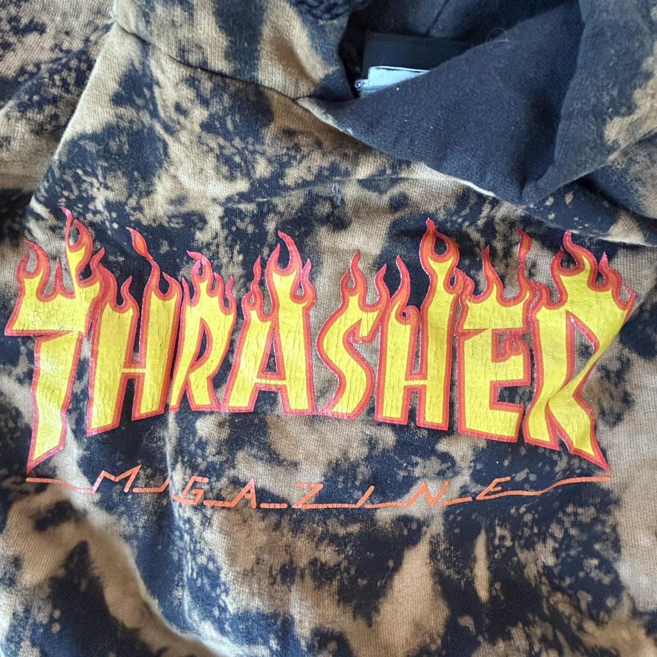 thrasher #flame #hoodie #bleach mens S see Depop