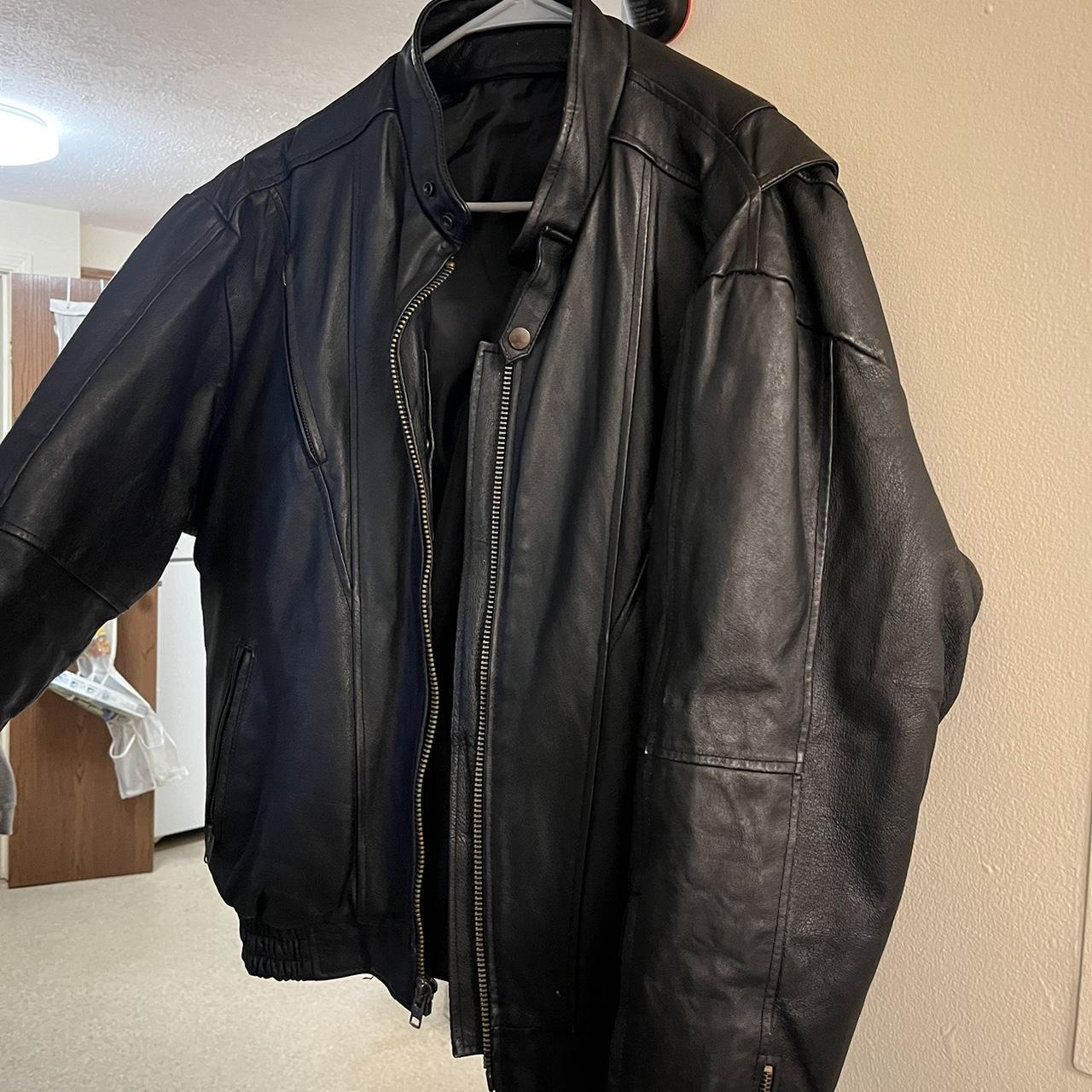 Black Diamond Plate Leather Jacket Medium Heavy... Depop
