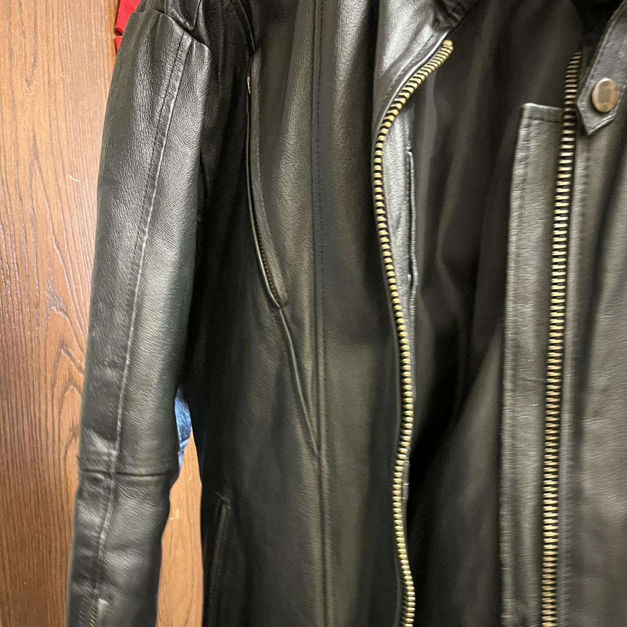 Black Diamond Plate Leather Jacket Medium Heavy... Depop