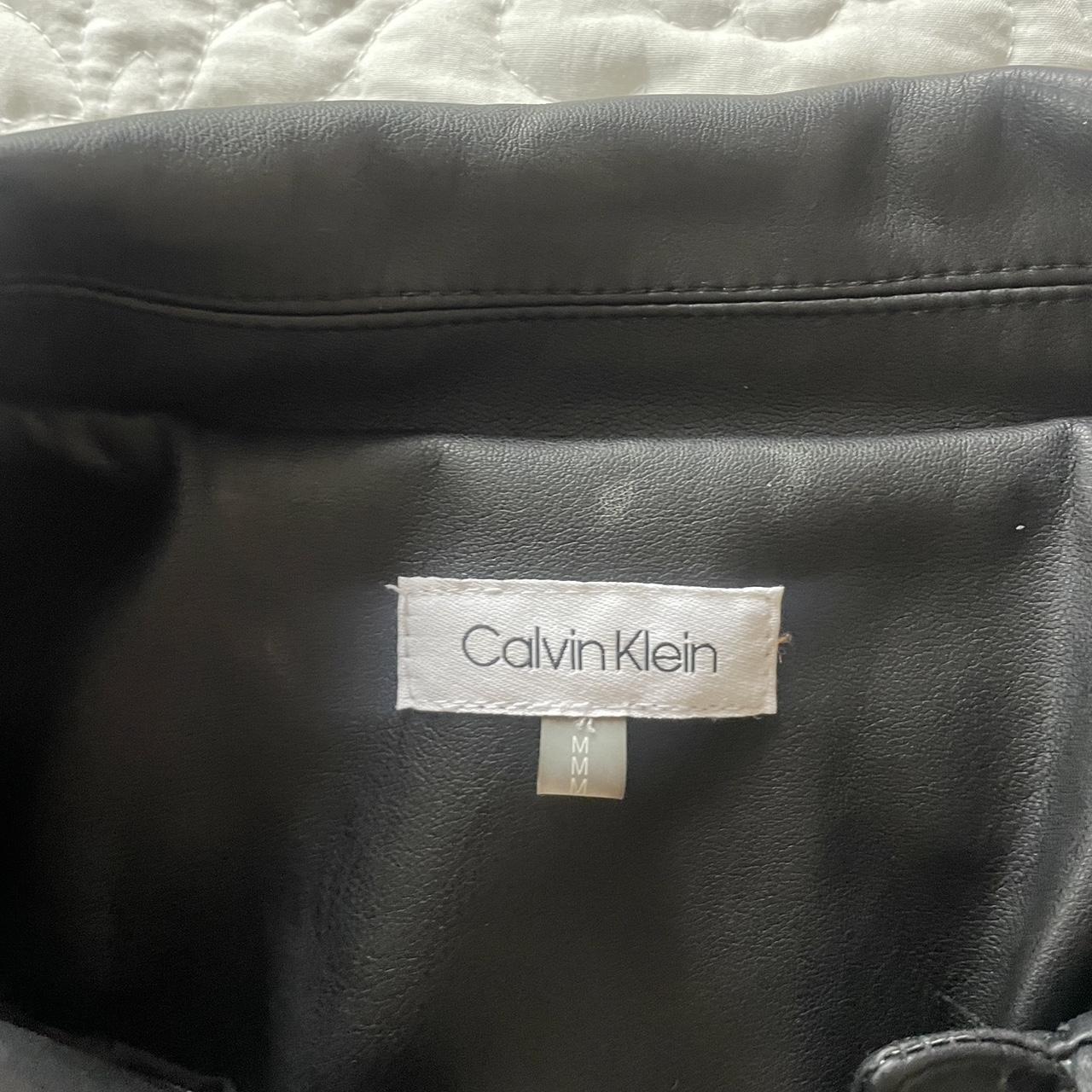 Calvin Klein Cropped Leather Jacket! so so cute and... - Depop