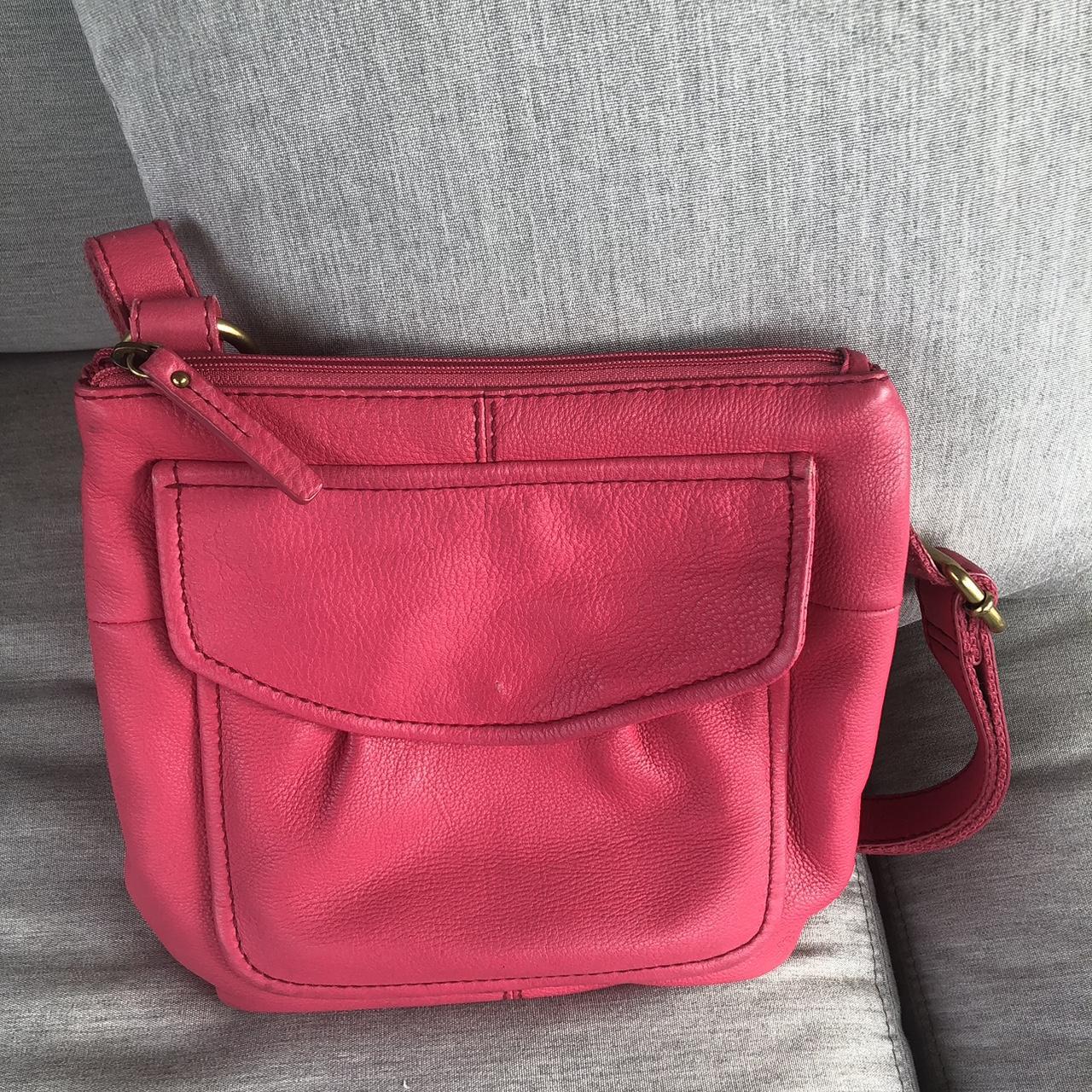 Fossil | Bags | Fossil Tote Bag Pink Red Large Purse Zip | Poshmark