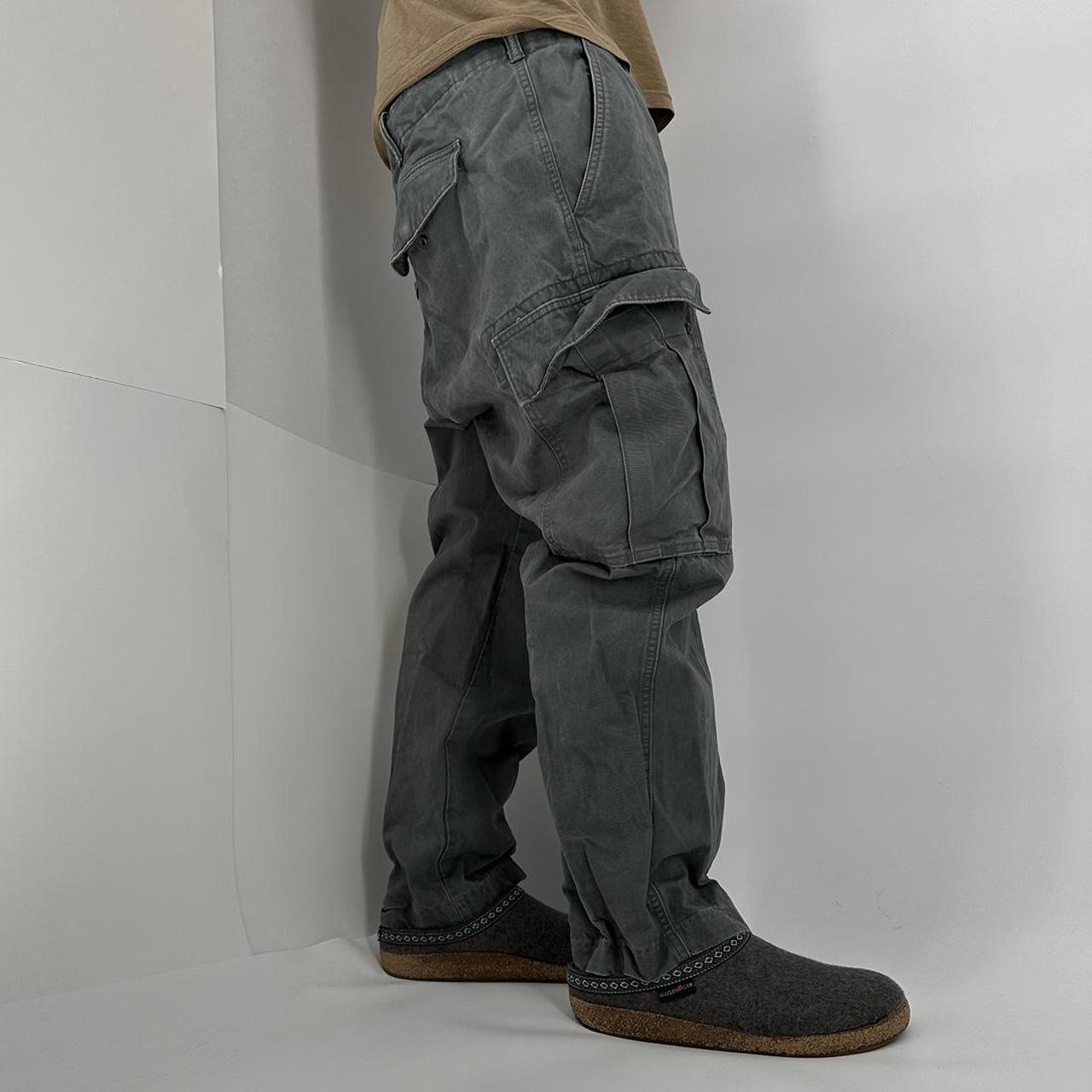 Baggy Y2K Lands End cargo pants Gray Green men’s 36... Depop