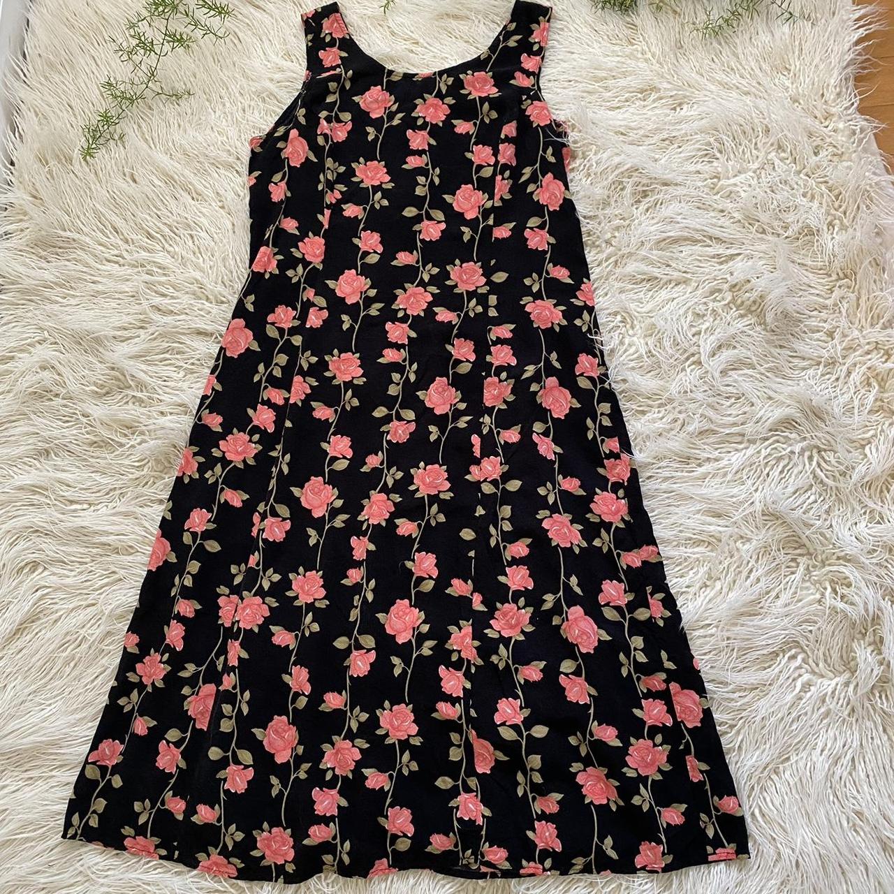 Pink Rose Women's Black and Pink Dress Depop