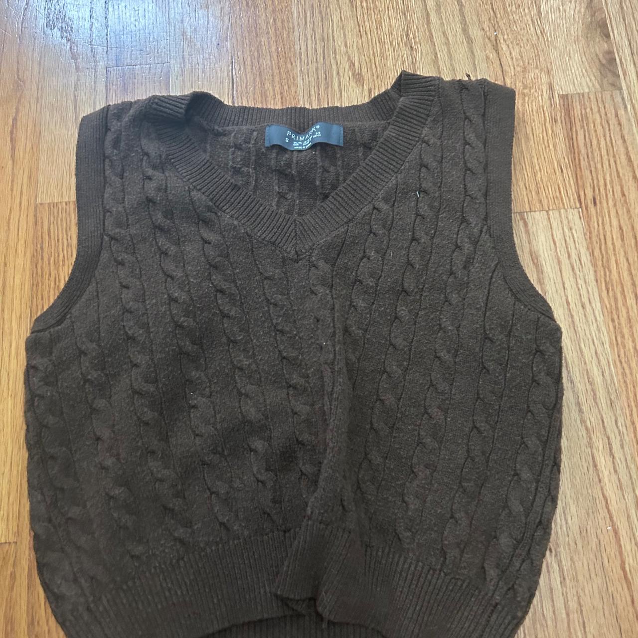 Primark brown sweater vest Size: Small barely worn - Depop