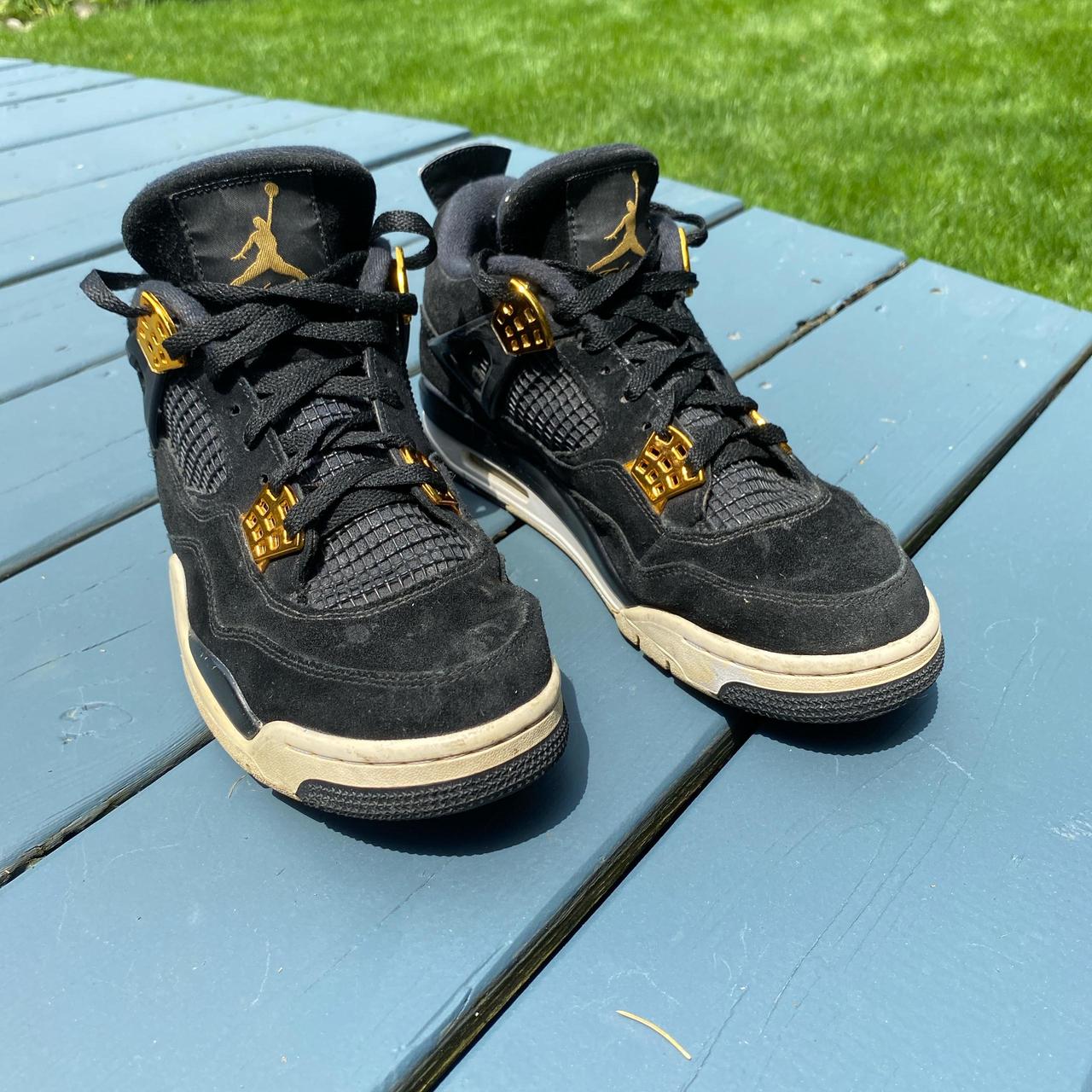 Nike Air Jordan 4 Retro Royalty black metallic gold. Depop