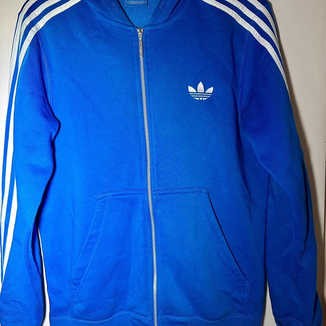 Authentic ADIDAS tracksuit hoodie in blue colour.... - Depop