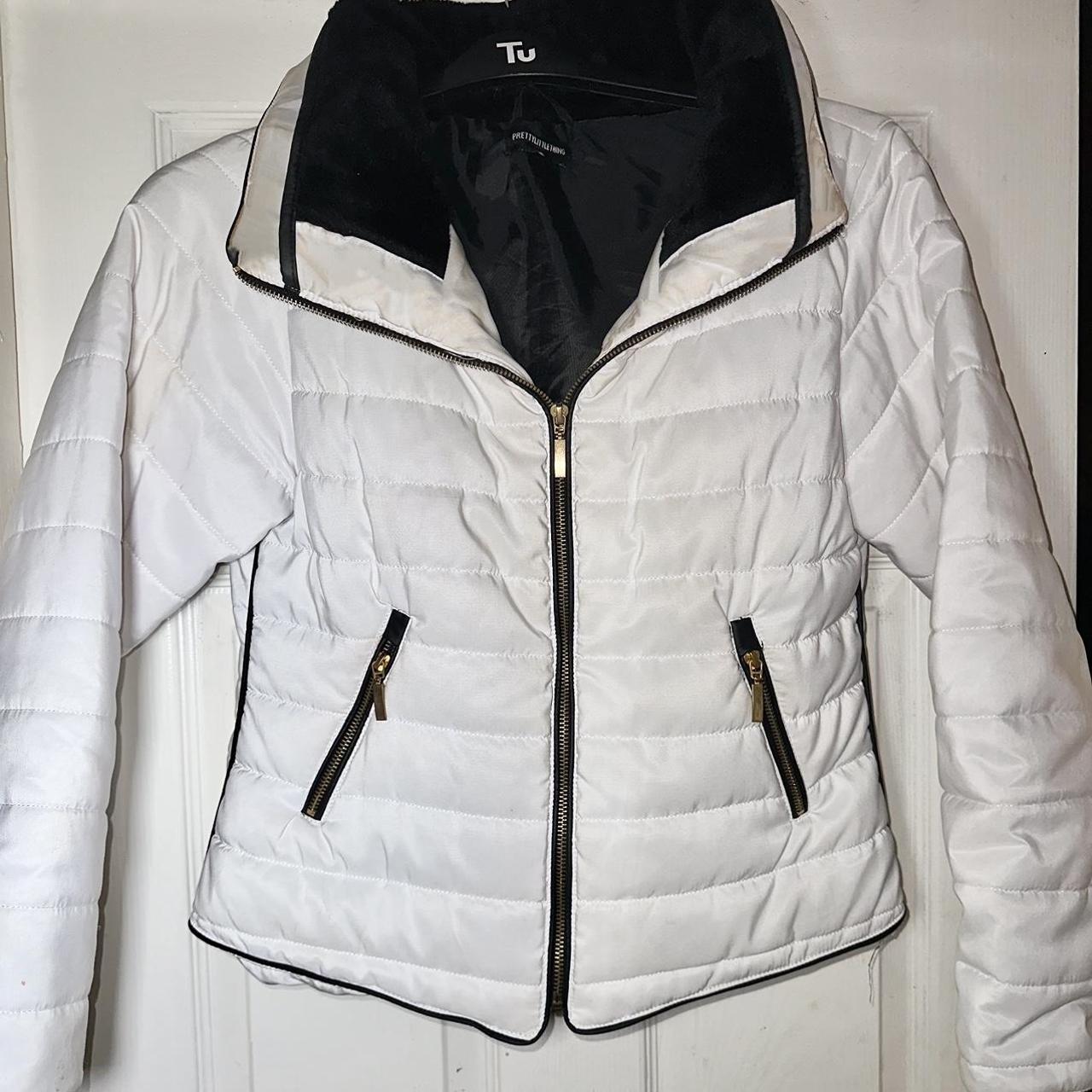 PrettyLittleThing Women's White Jacket Depop