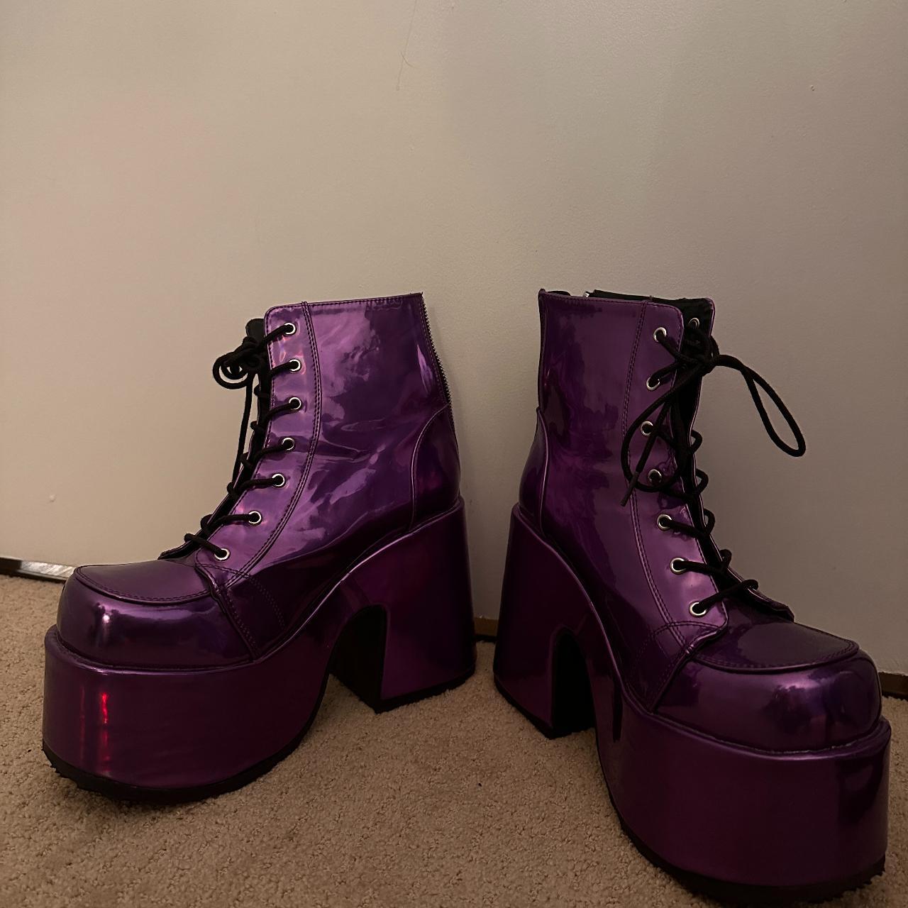 Purple Demonia Women's Shoes Demonia Camel-203 Platform Boots