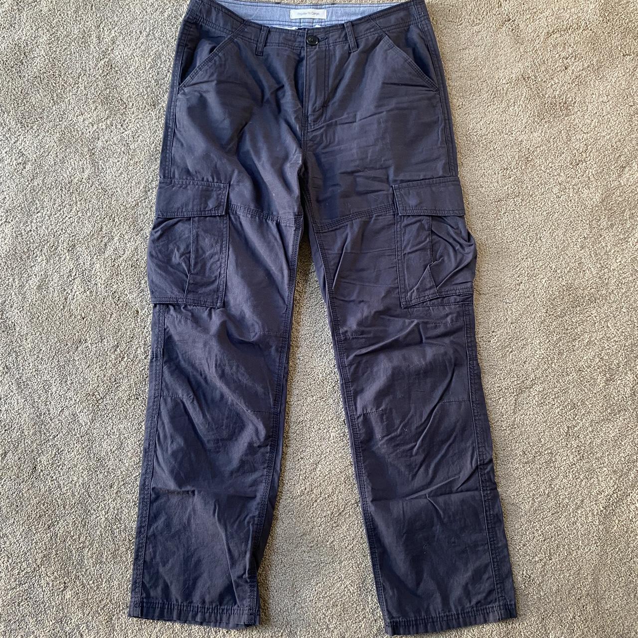 Name: Grey-Blue Anko Cargo Pants Size:... - Depop