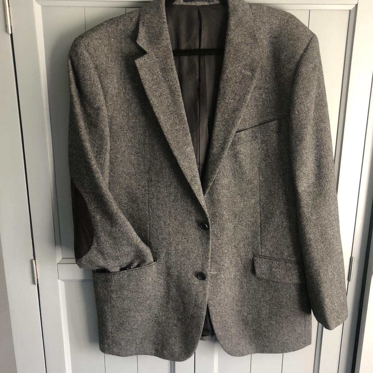 Skopes Grey tweed patch arms blazer/jacket 40R - Depop