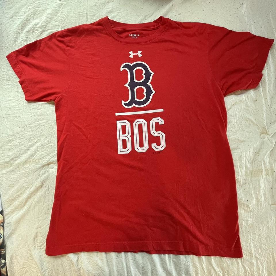 Boston Red Sox tee. V neck. Under Armour+MLB. Women - Depop