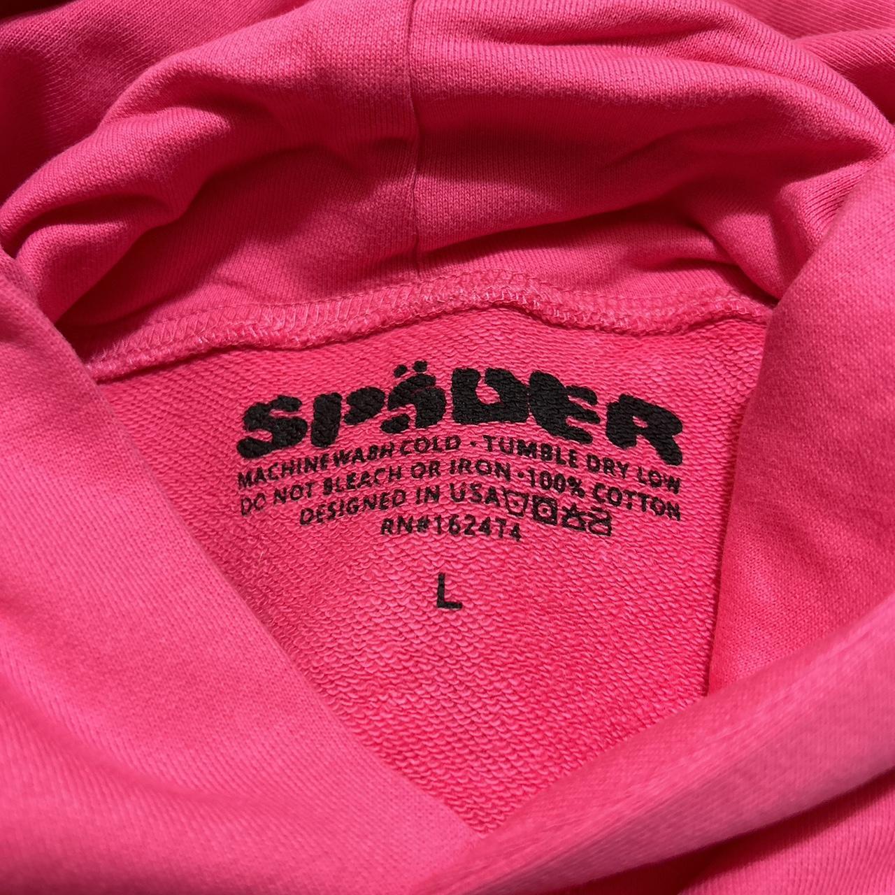 Spider Worldwide Men's Pink and Black Hoodie Depop