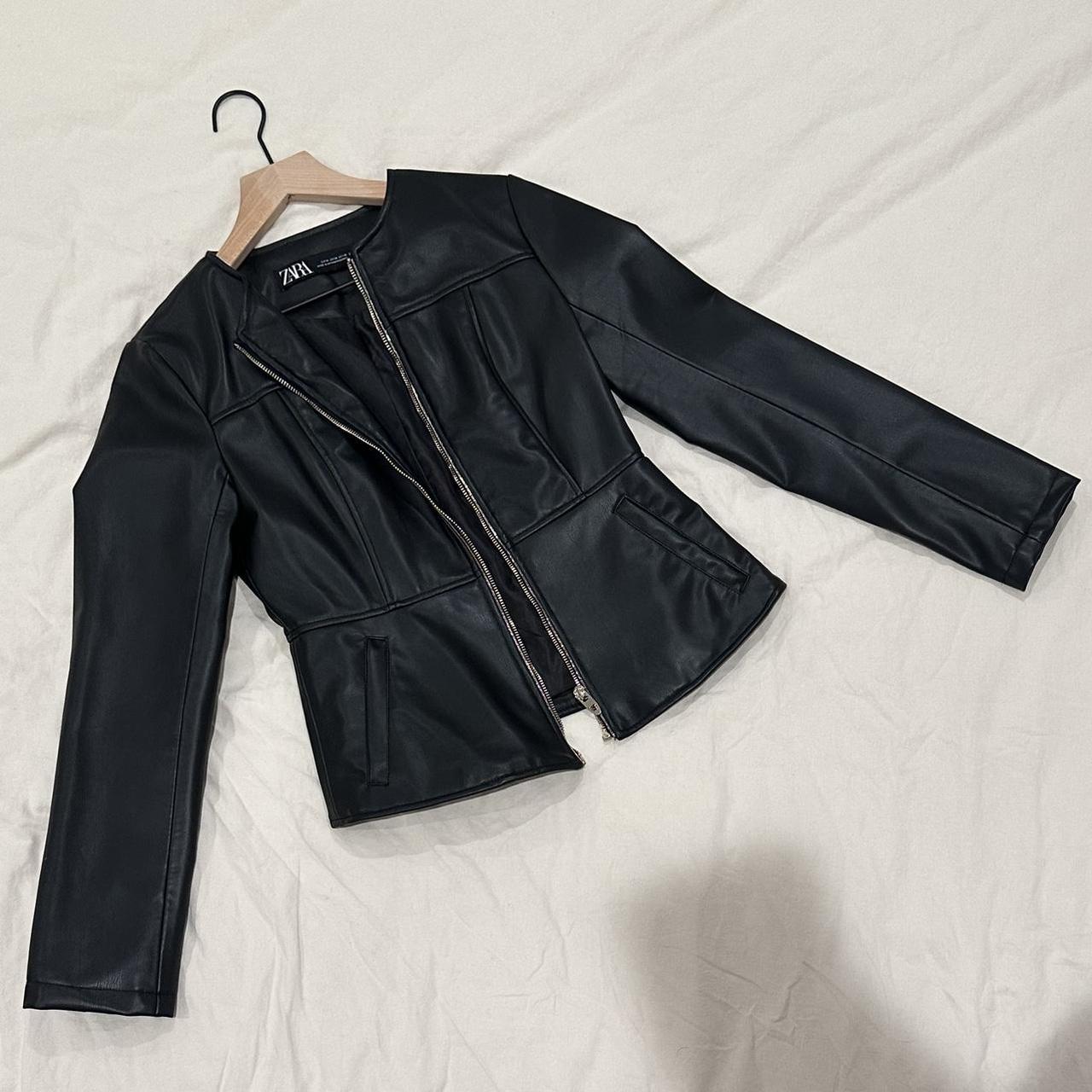 ZARA faux leather peplum jacket, size M 🌿 Depop