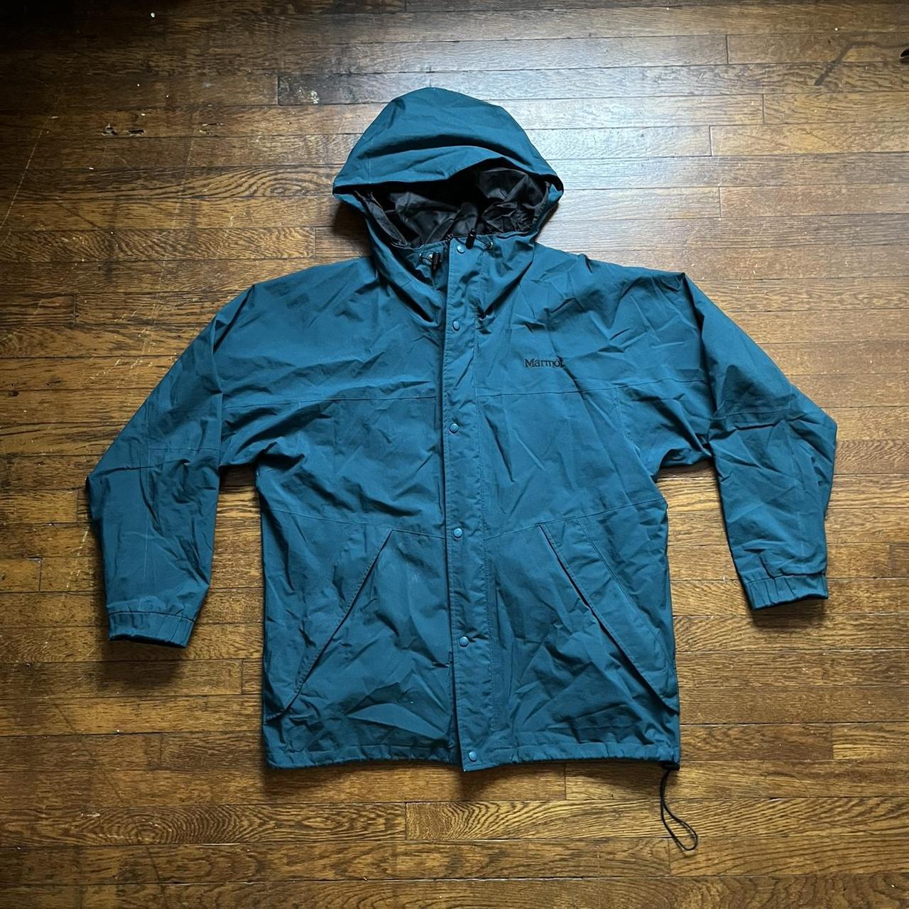 Vintage Marmot rain jacket with zip and snap... - Depop