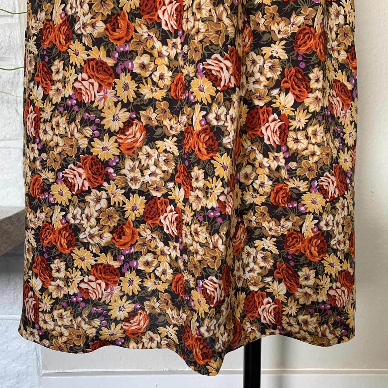 Vintage Briggs floral maxi skirt. Yellows, reds,... - Depop