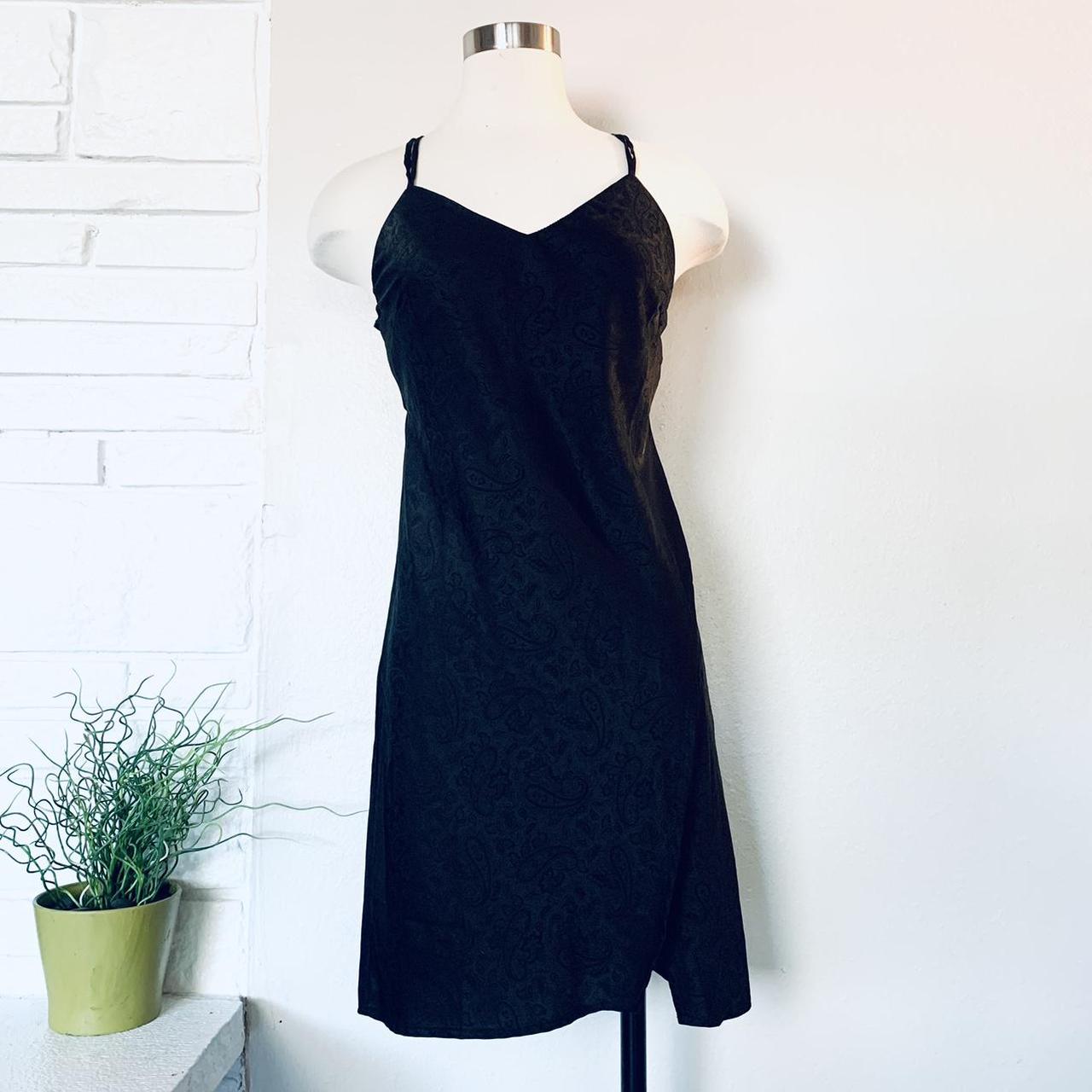 Forever 21 black slip dress mini. Satin with - Depop