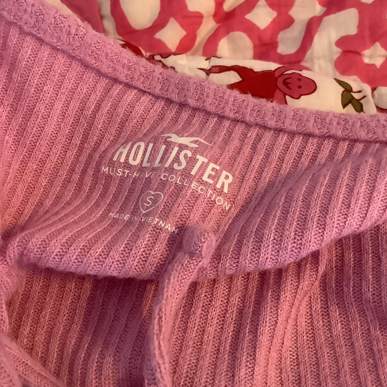 Pink hollister long sleeve top with bow size small - Depop