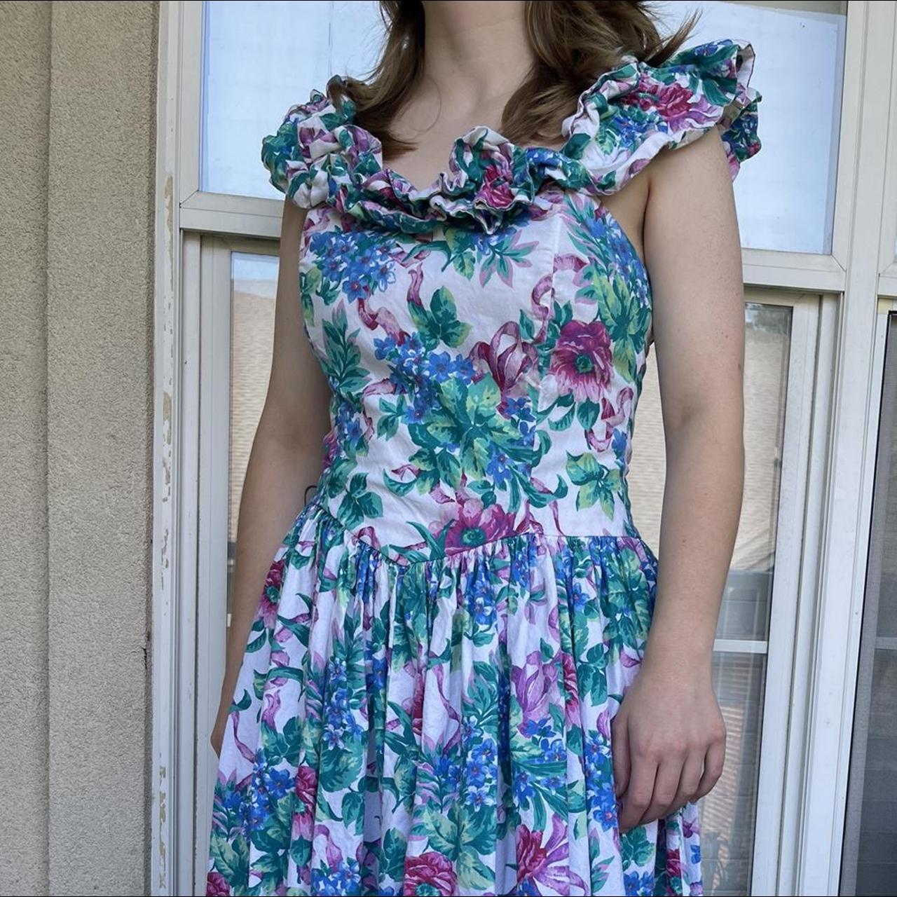 Vintage 80s floral on sale dress