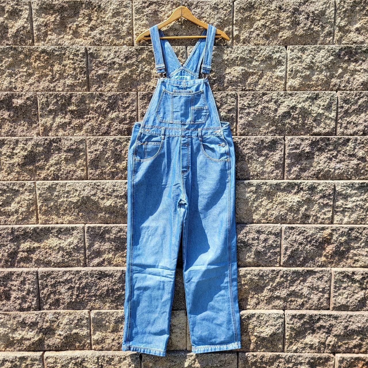 Vintage Y2K denim overalls Size L color... Depop