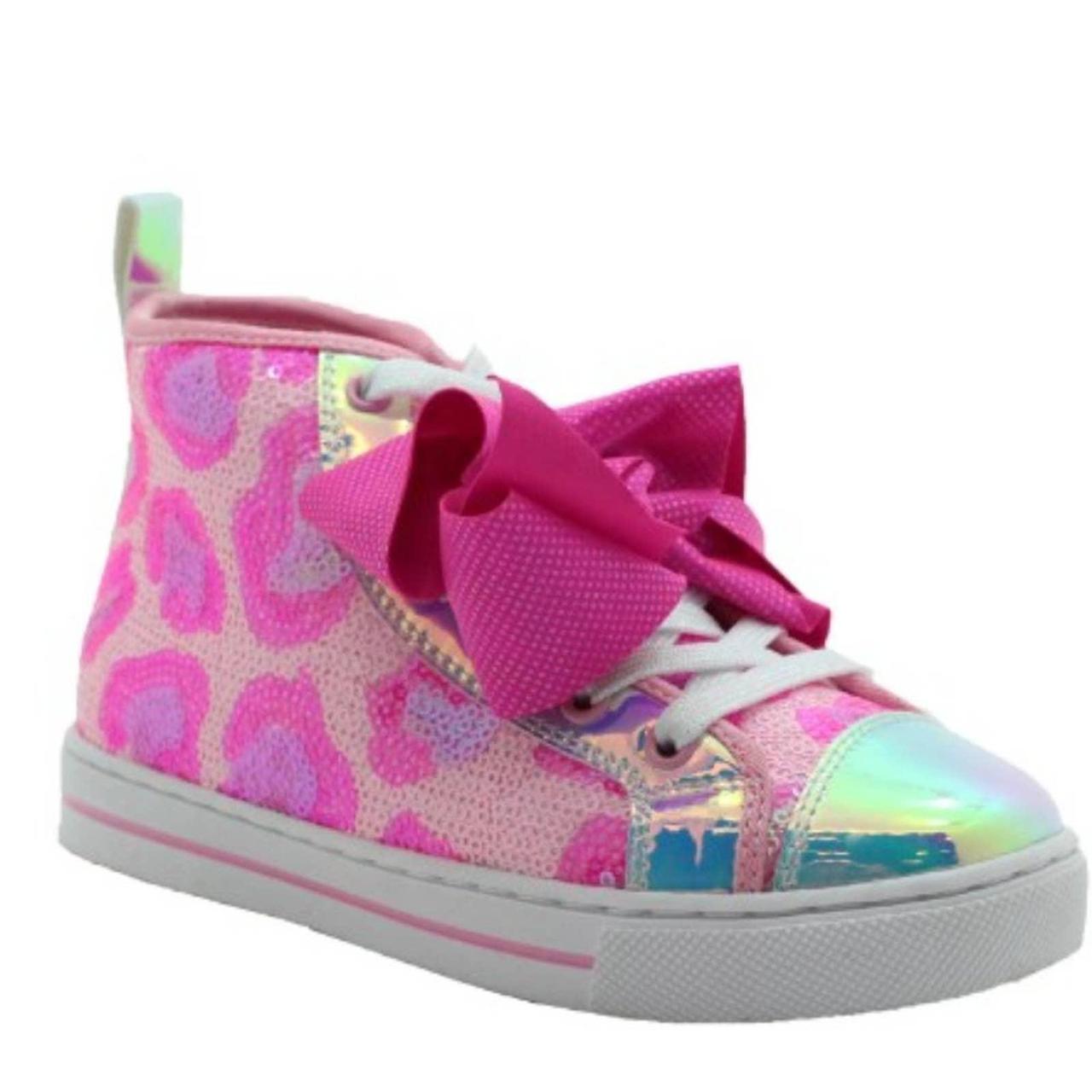 JoJo Siwa High Top Pink Bow Leopard Print Shoes JoJo... - Depop