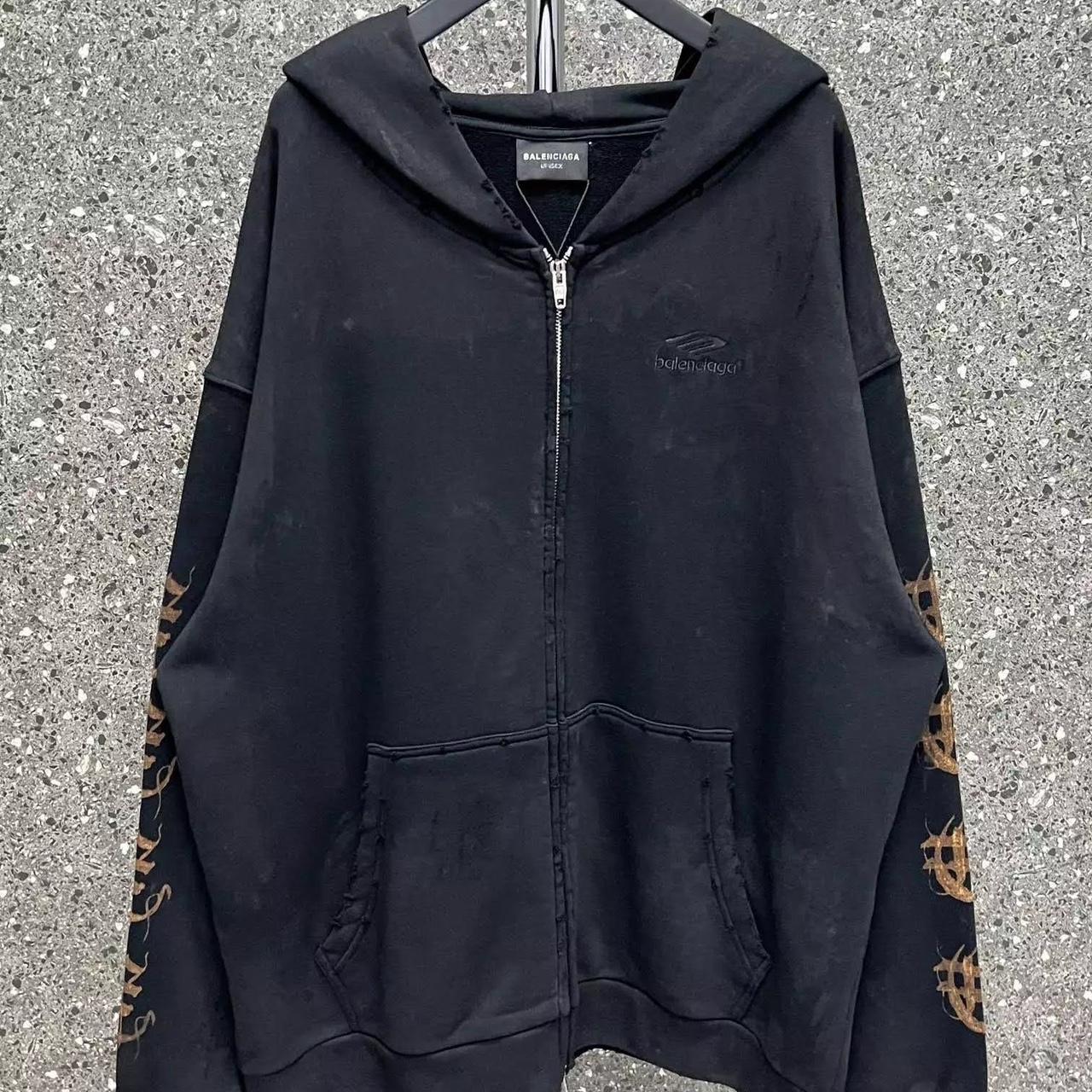 BALENCIAGA Heavy Metal “Sanskrit” Zip-Up Hoodie in... - Depop