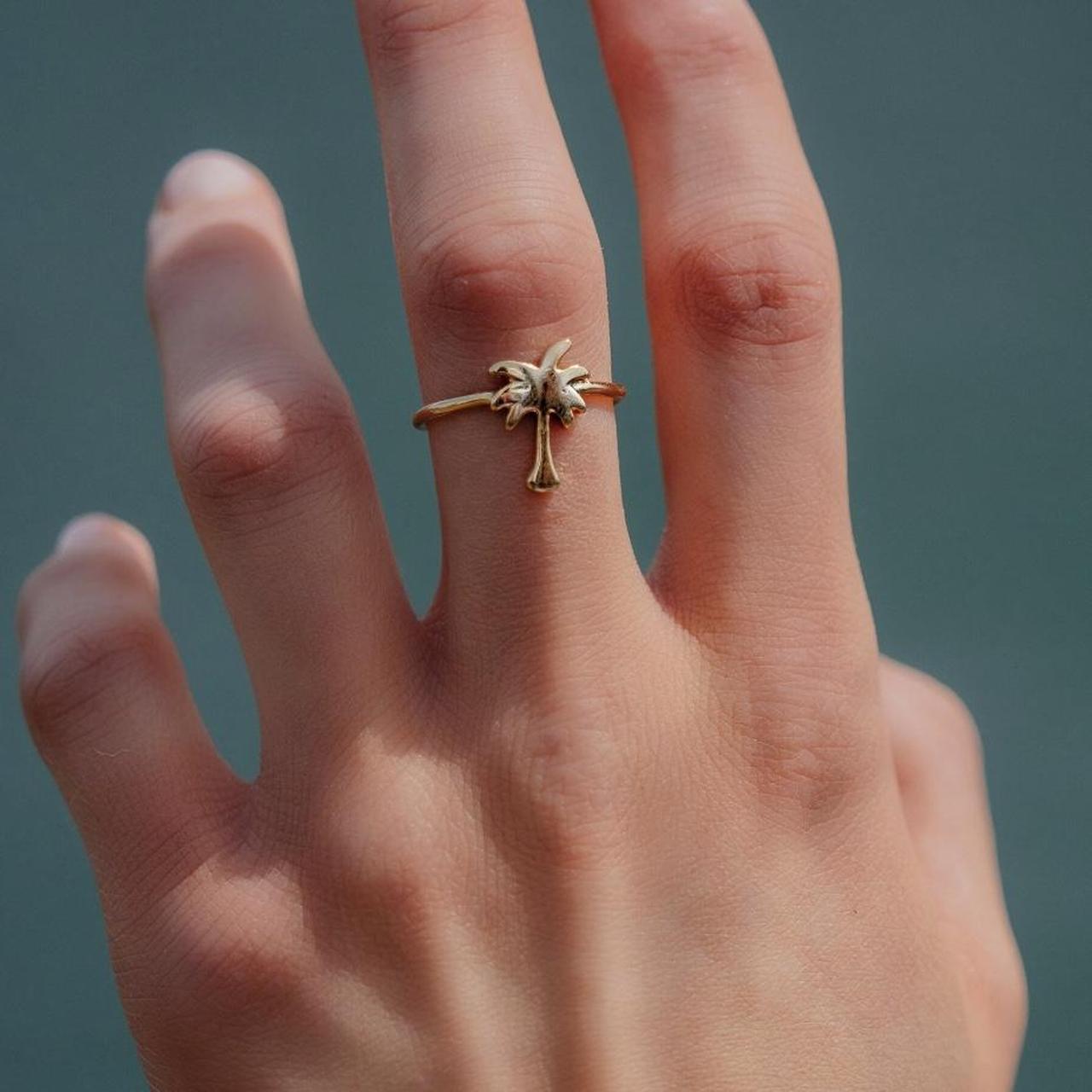 Minimalist Ring Gold Palm Tree Ring Palm Tree Ring Silver/Chrome