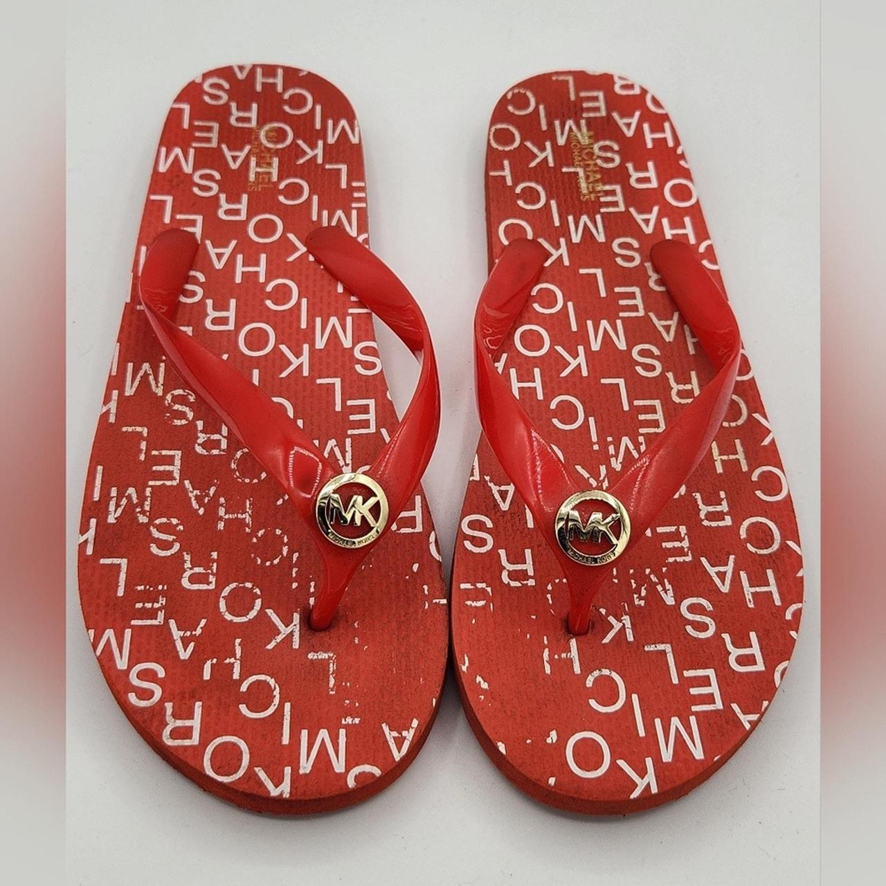 Michael Kors Red Flip Flops Size 10M Women s. Depop