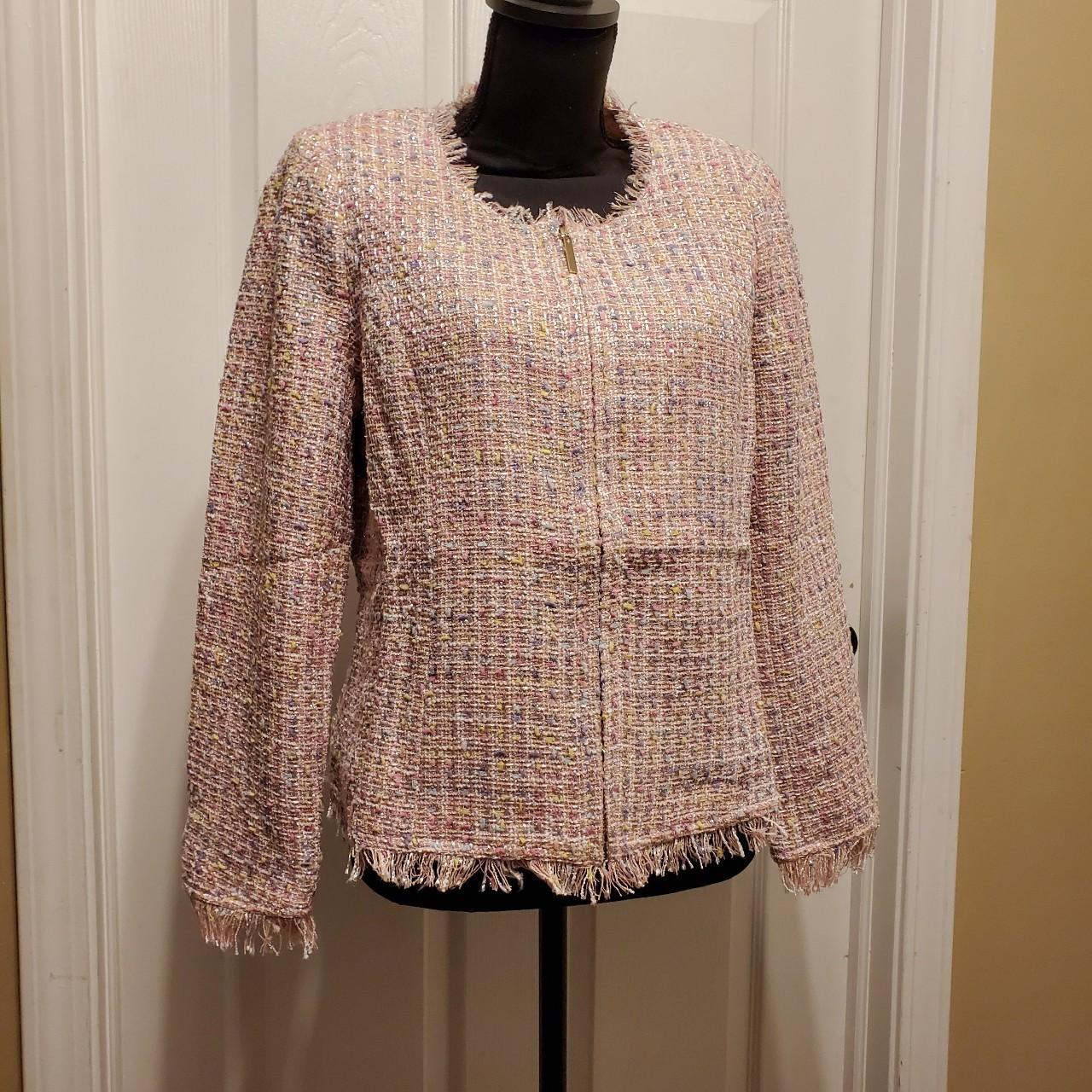 NWOT Draper's & Damon's Petites Pink Tweed Jacket... - Depop