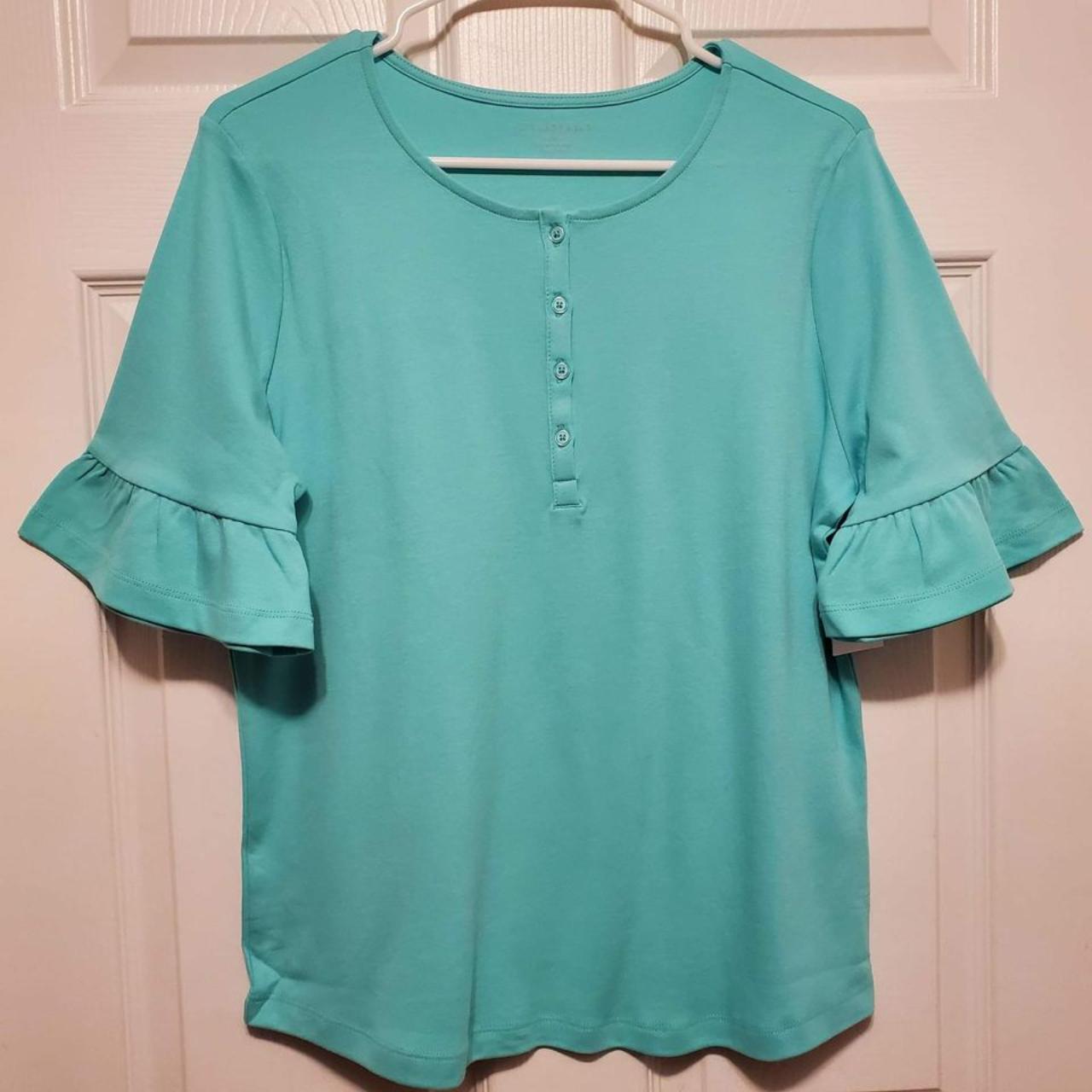 NEW Appleseed's Women's Blue Bell Sleeve Top w/... - Depop