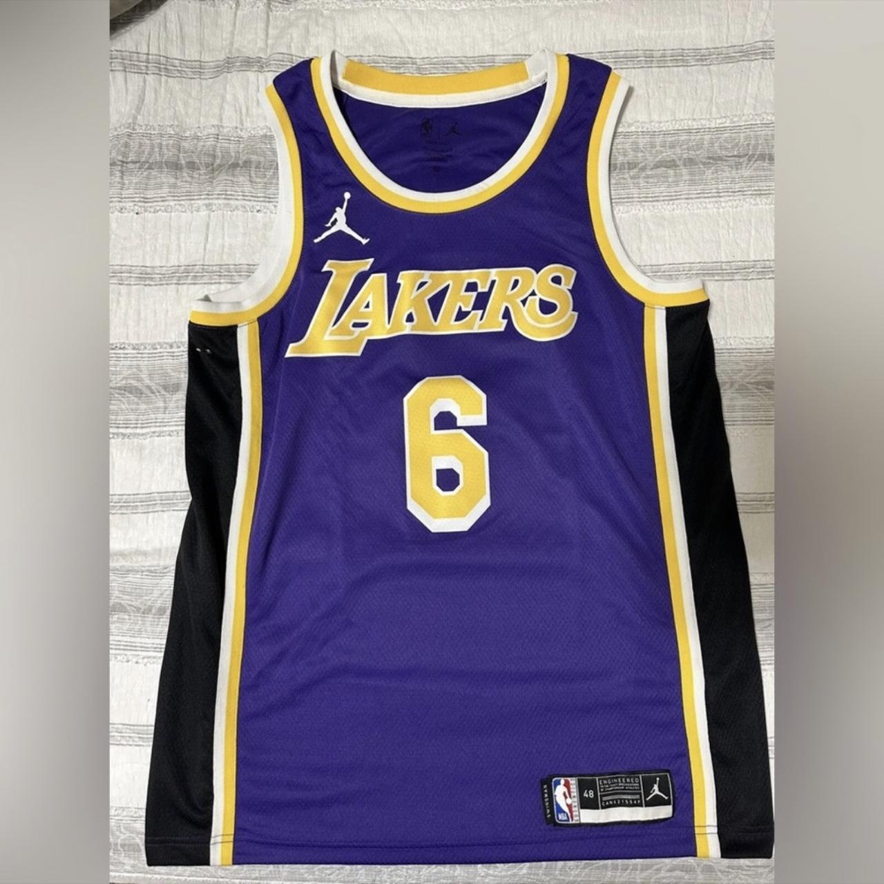 Nike Lebron james #6 los Angeles Lakers purple jumpman Authentic