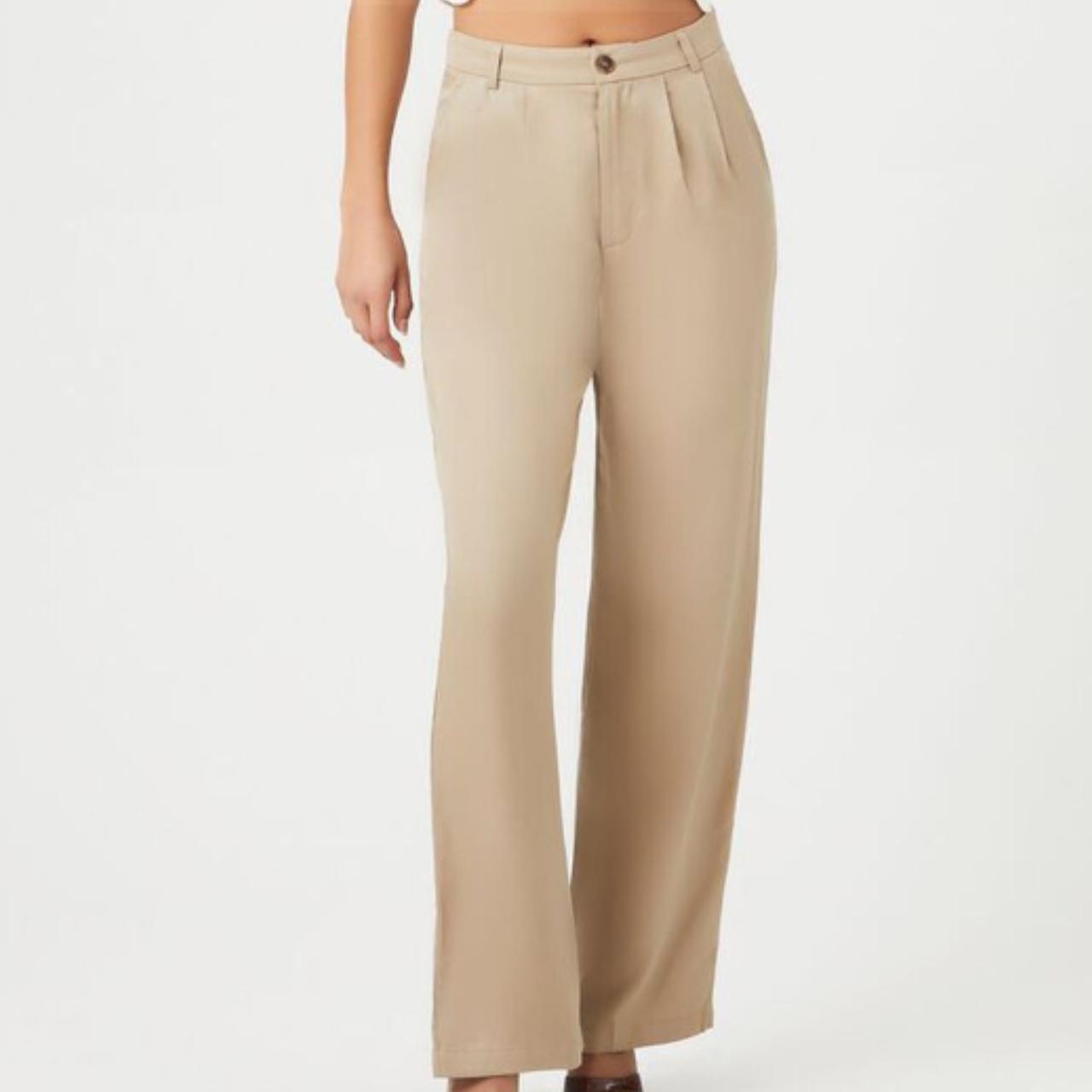 N°21 Women Straight Pants B052 31672180 BEIGE Forever 21 Straight-Leg Beige Trouser Pants - US | Depop