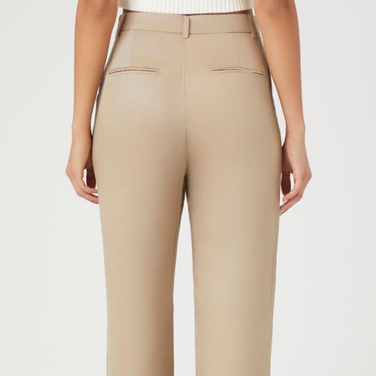 Forever 21 Straight-Leg Beige Trouser Pants - US | Depop