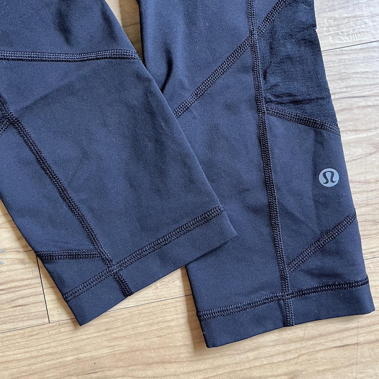 Lululemon Leggings Black Sport Pockets Side and Zip Back Size 4 Inseam 23.5”