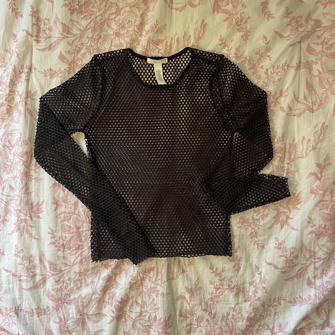 Black long sleeve mesh top. worn once, great for a... - Depop