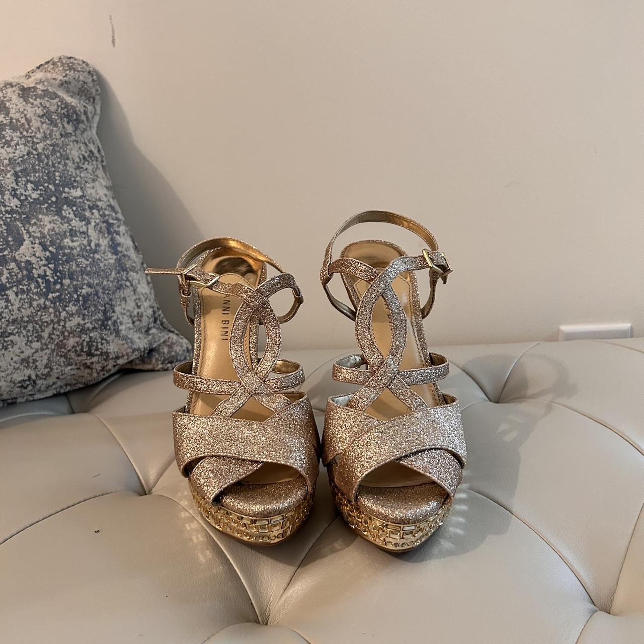 gianni bini silver glitter heels